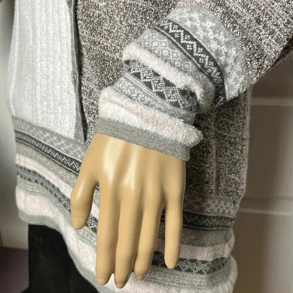 LE GRENIER, sweater ,colorblock striped,asymmetrical button decor, like new - Picture 8 of 16